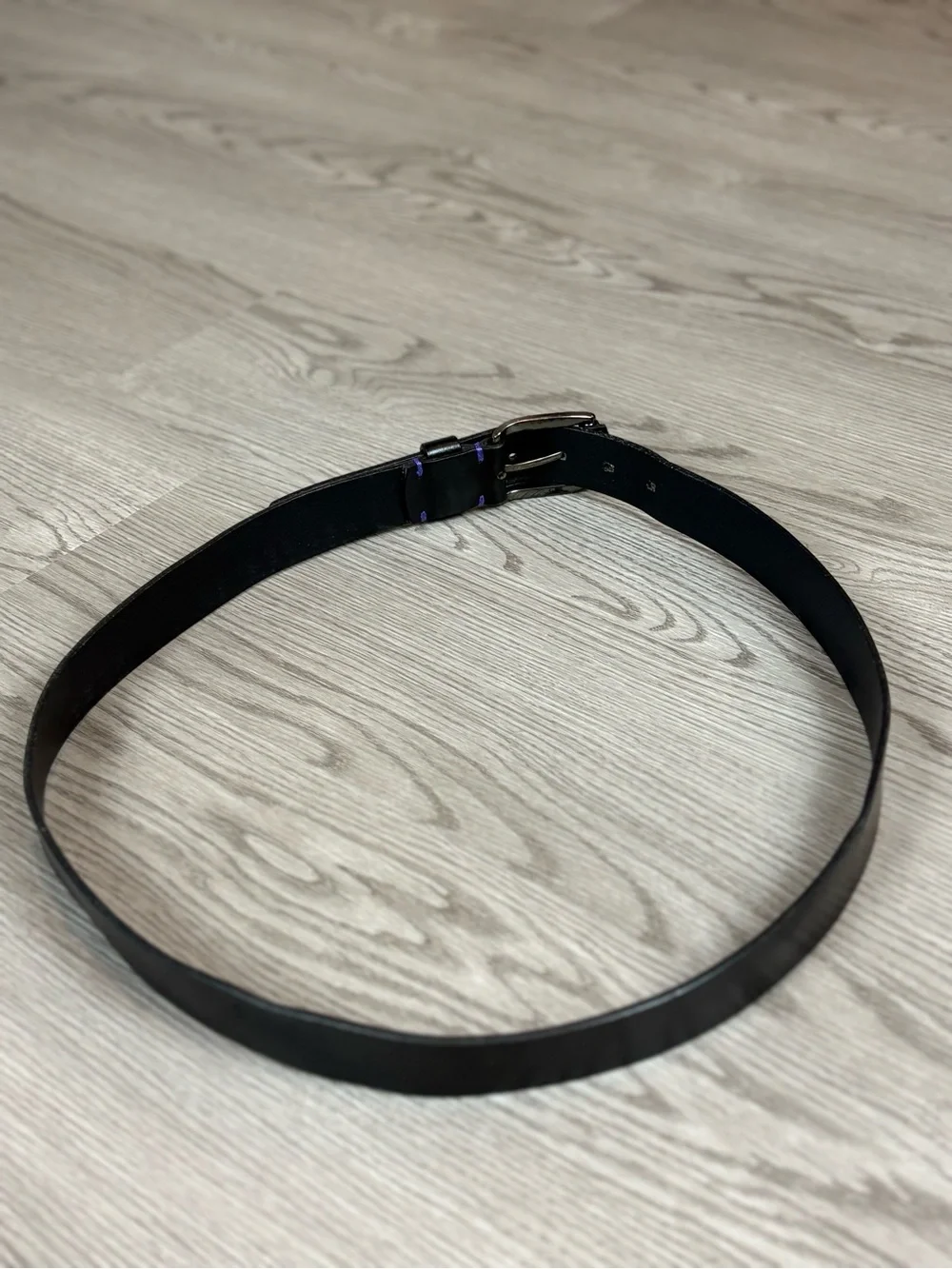 Ted Baker London Black Leather Men's Belt with Silver Buckle